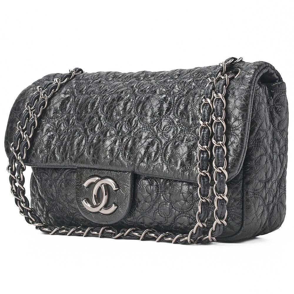 CHANEL Enamel Camellia Line Single Chain Shoulder Purple Silver-Tone Hardware, Pre-Owned