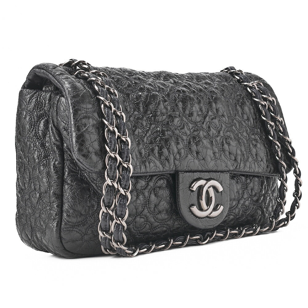 CHANEL Enamel Camellia Line Single Chain Shoulder Purple Silver-Tone Hardware, Pre-Owned
