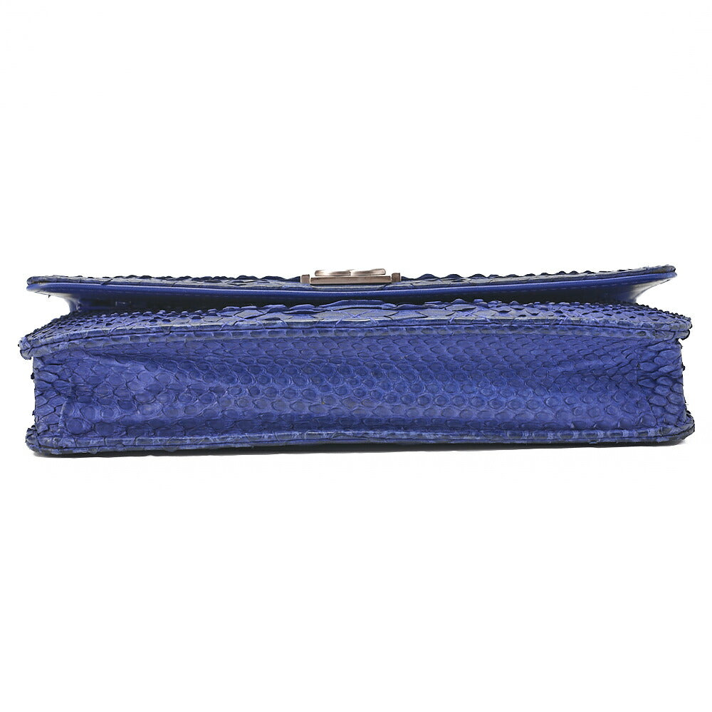 CHANEL Boy Chanel Matelasse Chain Wallet Python Blue Silver-Tone Hardware, Pre-Owned