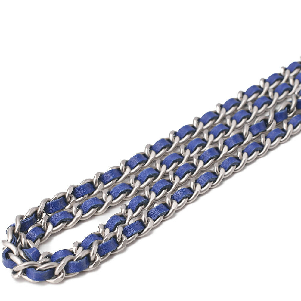 CHANEL Boy Chanel Matelasse Chain Wallet Python Blue Silver-Tone Hardware, Pre-Owned