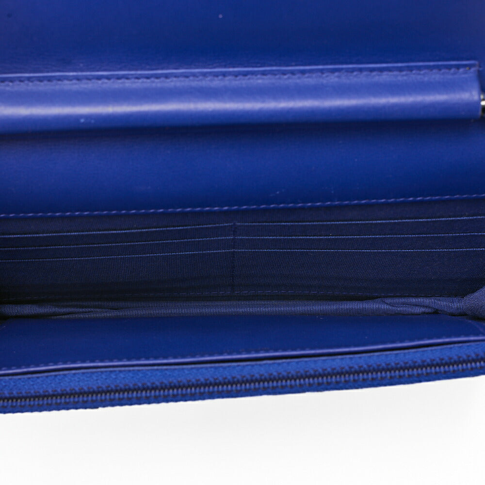CHANEL Boy Chanel Matelasse Chain Wallet Python Blue Silver-Tone Hardware, Pre-Owned