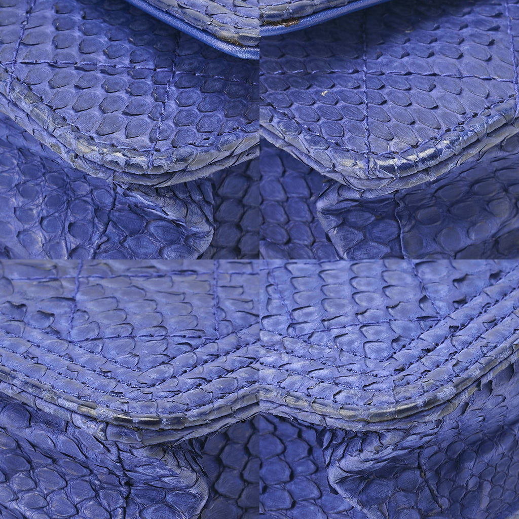 CHANEL Boy Chanel Matelasse Chain Wallet Python Blue Silver-Tone Hardware, Pre-Owned