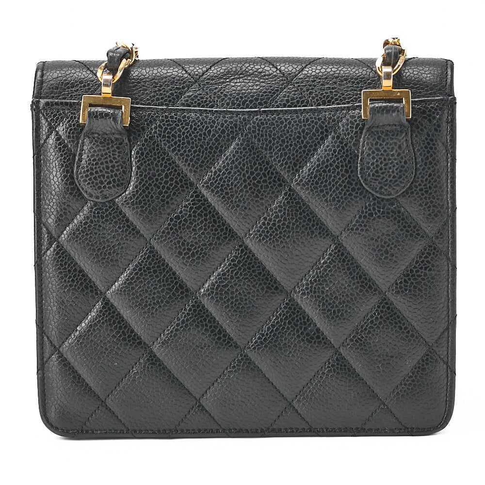 CHANEL Shoulder Bag Tote Bag Matelasse Caviar Skin Square Chain Shoulder Black Gold-Tone Hardware, Pre-Owned