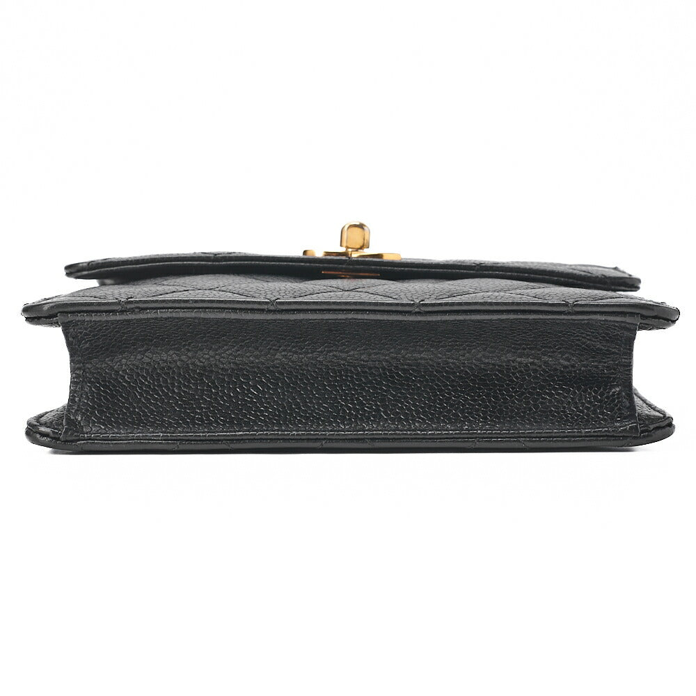 CHANEL Shoulder Bag Tote Bag Matelasse Caviar Skin Square Chain Shoulder Black Gold-Tone Hardware, Pre-Owned