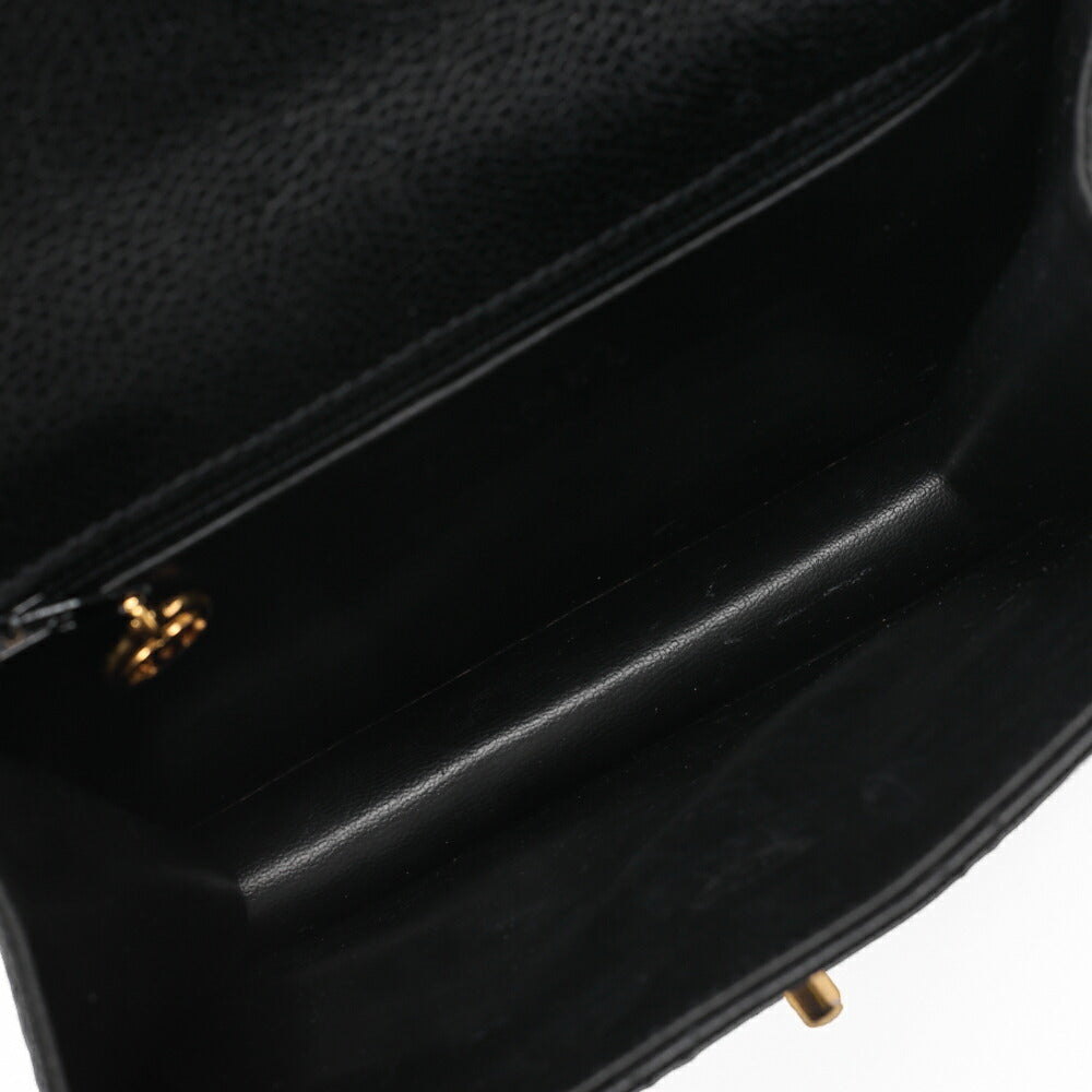 CHANEL Shoulder Bag Tote Bag Matelasse Caviar Skin Square Chain Shoulder Black Gold-Tone Hardware, Pre-Owned