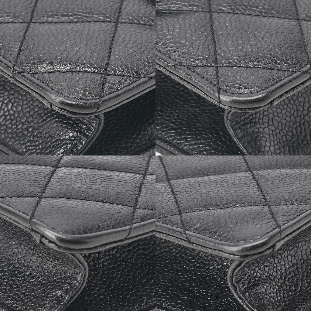 CHANEL Shoulder Bag Tote Bag Matelasse Caviar Skin Square Chain Shoulder Black Gold-Tone Hardware, Pre-Owned