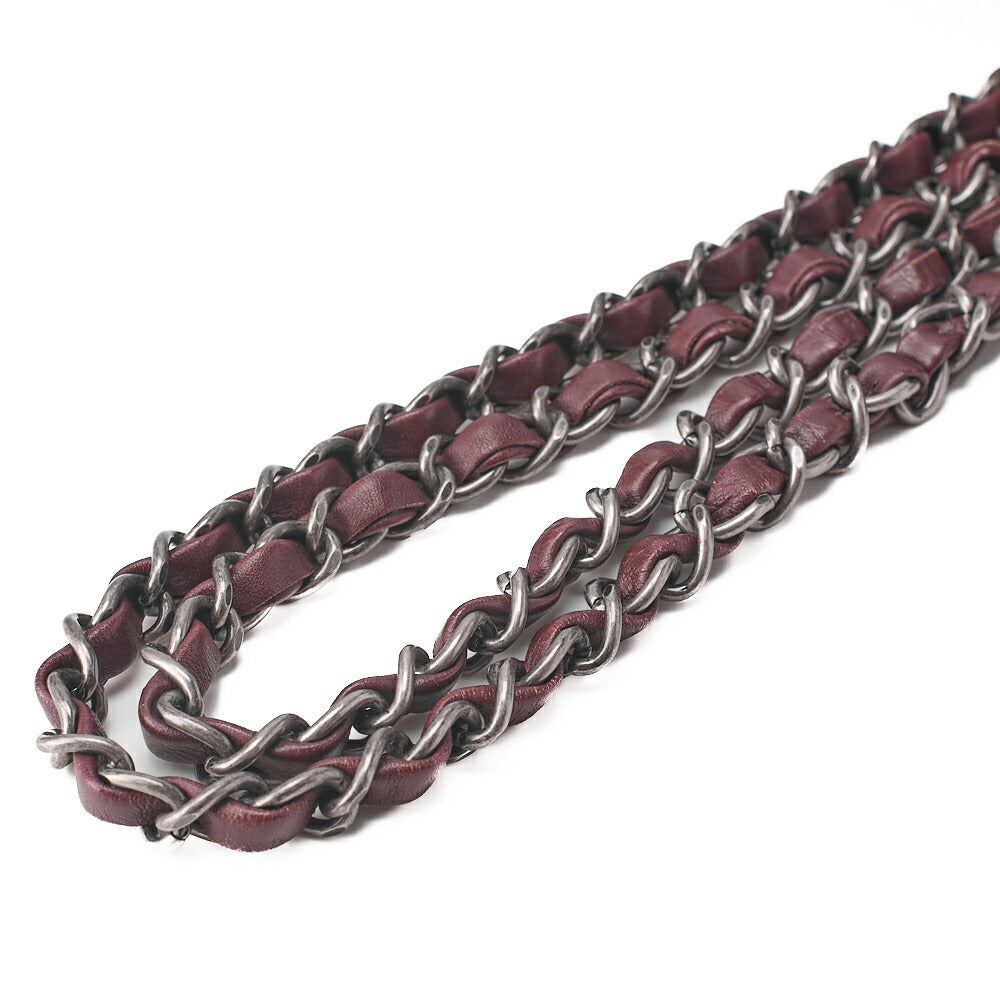 CHANEL Sparkle Leather x Vintage Calf Matelasse Single Chain Shoulder Navy x Brown Silver-Tone Hardware, Pre-Owned