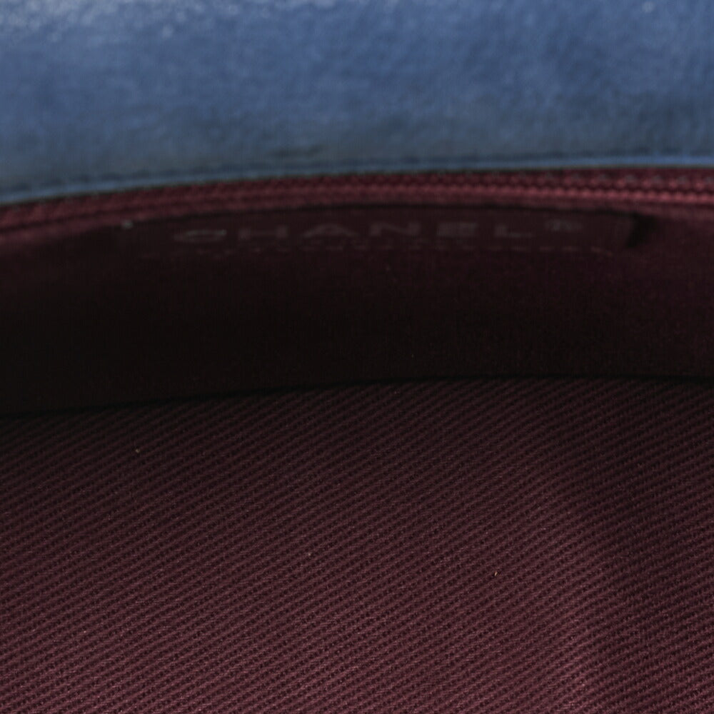 CHANEL Sparkle Leather x Vintage Calf Matelasse Single Chain Shoulder Navy x Brown Silver-Tone Hardware, Pre-Owned
