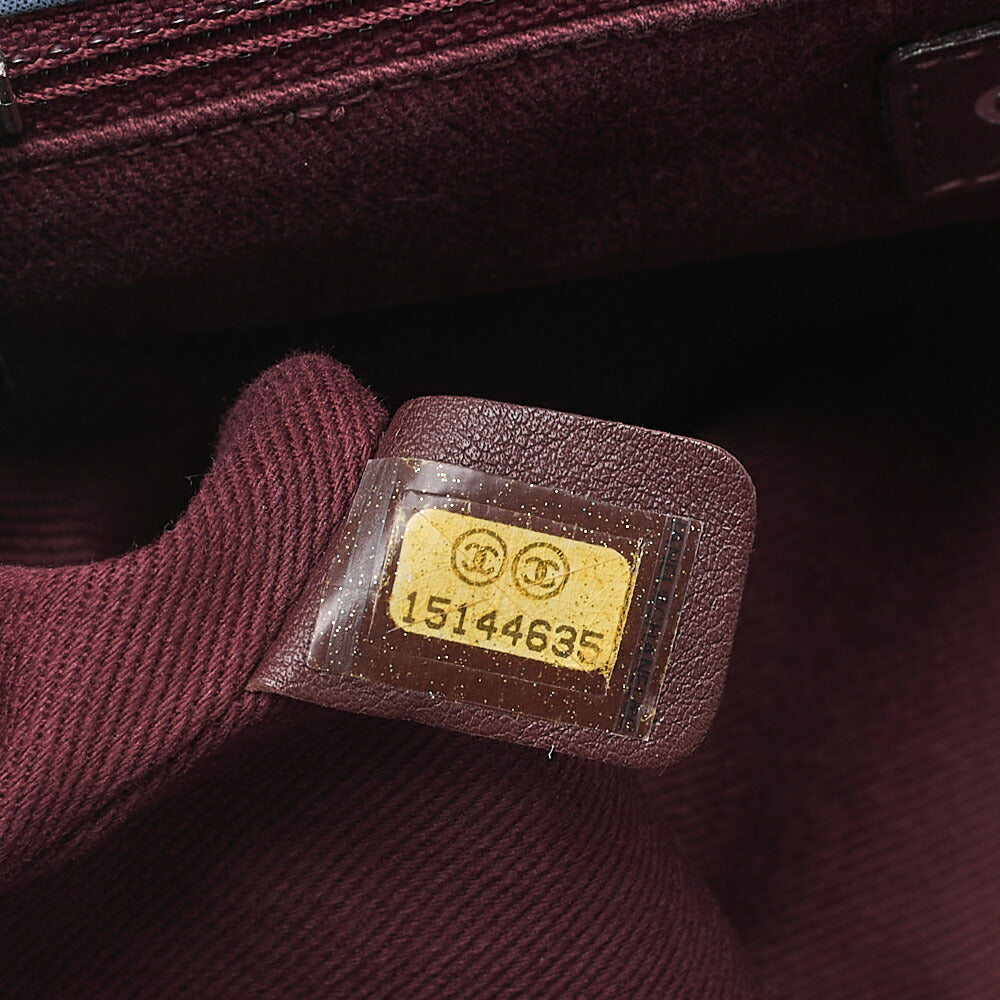 CHANEL Sparkle Leather x Vintage Calf Matelasse Single Chain Shoulder Navy x Brown Silver-Tone Hardware, Pre-Owned