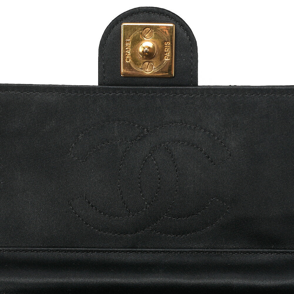 CHANEL Mini Matelasse Push Lock Chain Shoulder Satin Black Gold-Tone Hardware, Pre-Owned