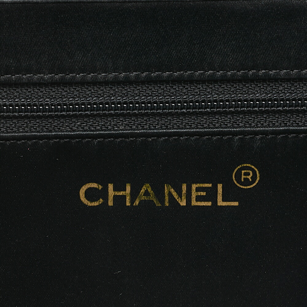 CHANEL Mini Matelasse Push Lock Chain Shoulder Satin Black Gold-Tone Hardware, Pre-Owned