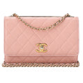 CHANEL Lambskin Matelasse Trendy CC Chain Wallet Pink Gold-Tone Hardware, Pre-Owned