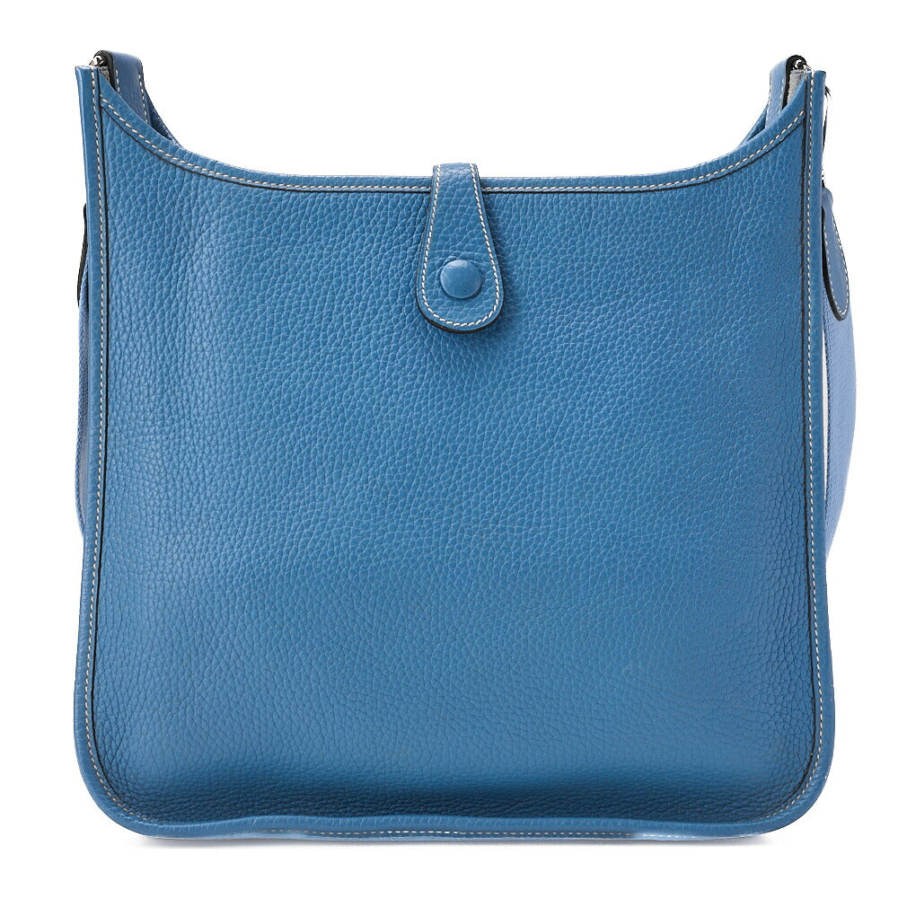 HERMES Evelyn PM 1 Anne Trion Clemence Shoulder Bag Blue Jean Silver-Tone Hardware, Pre-Owned