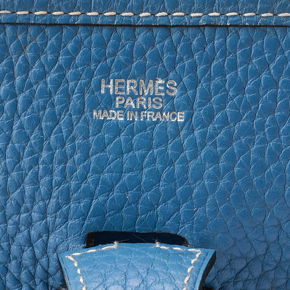 HERMES Evelyn PM 1 Anne Trion Clemence Shoulder Bag Blue Jean Silver-Tone Hardware, Pre-Owned