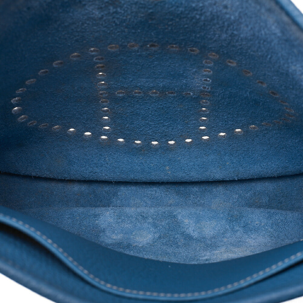 HERMES Evelyn PM 1 Anne Trion Clemence Shoulder Bag Blue Jean Silver-Tone Hardware, Pre-Owned