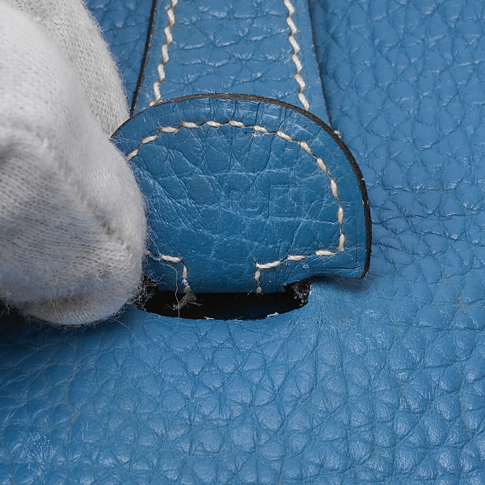 HERMES Evelyn PM 1 Anne Trion Clemence Shoulder Bag Blue Jean Silver-Tone Hardware, Pre-Owned
