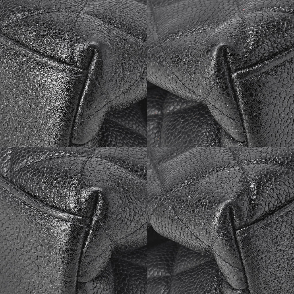 CHANEL Handbag Matelasse Gamaguchi Coco Mark Caviar Skin Black Gold-Tone Hardware, Pre-Owned