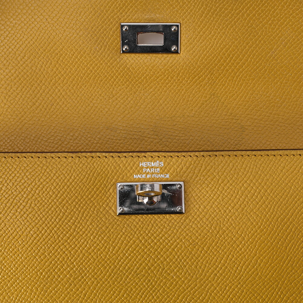 HERMES Kelly Wallet 3-fold Long Wallet Epson Yellow Silver-Tone Hardware, Pre-Owned
