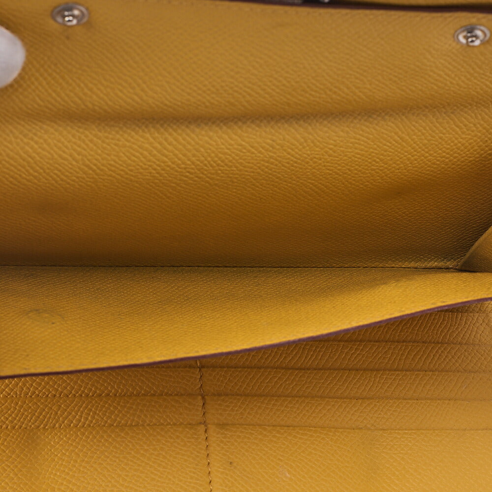 HERMES Kelly Wallet 3-fold Long Wallet Epson Yellow Silver-Tone Hardware, Pre-Owned