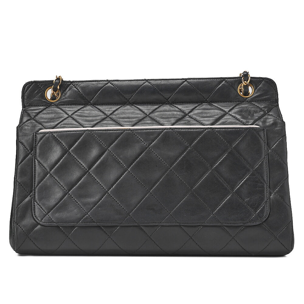 CHANEL Matelasse Turnlock Full Flap Chain Shoulder Lambskin Black Gold-Tone Hardware, Pre-Owned