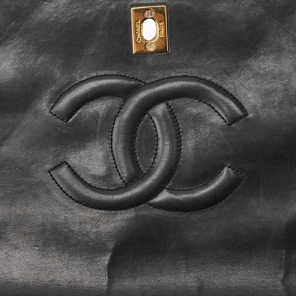 CHANEL Matelasse Turnlock Full Flap Chain Shoulder Lambskin Black Gold-Tone Hardware, Pre-Owned