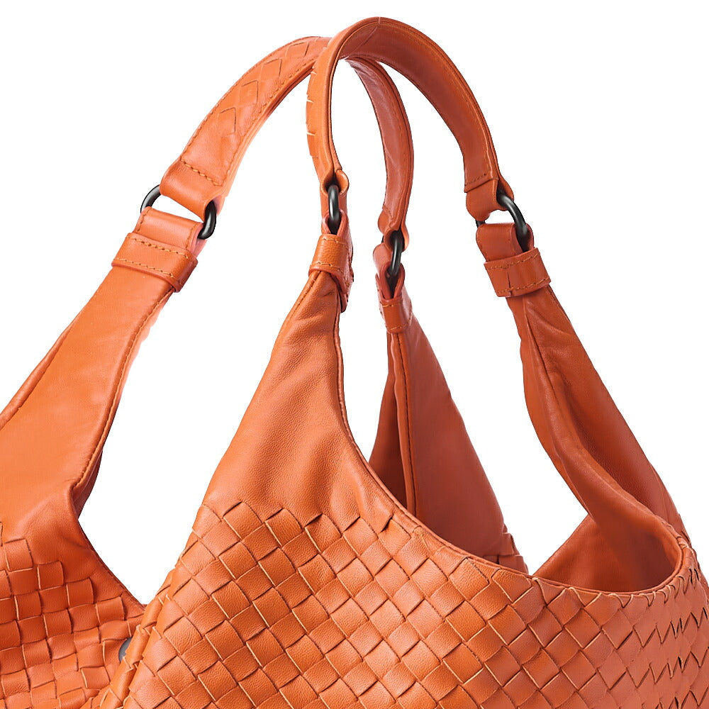 BOTTEGA VENETA Bottega Veneta Shoulder Bag Intrecciato Campana Lambskin Orange Black-Tone Hardware, Pre-Owned