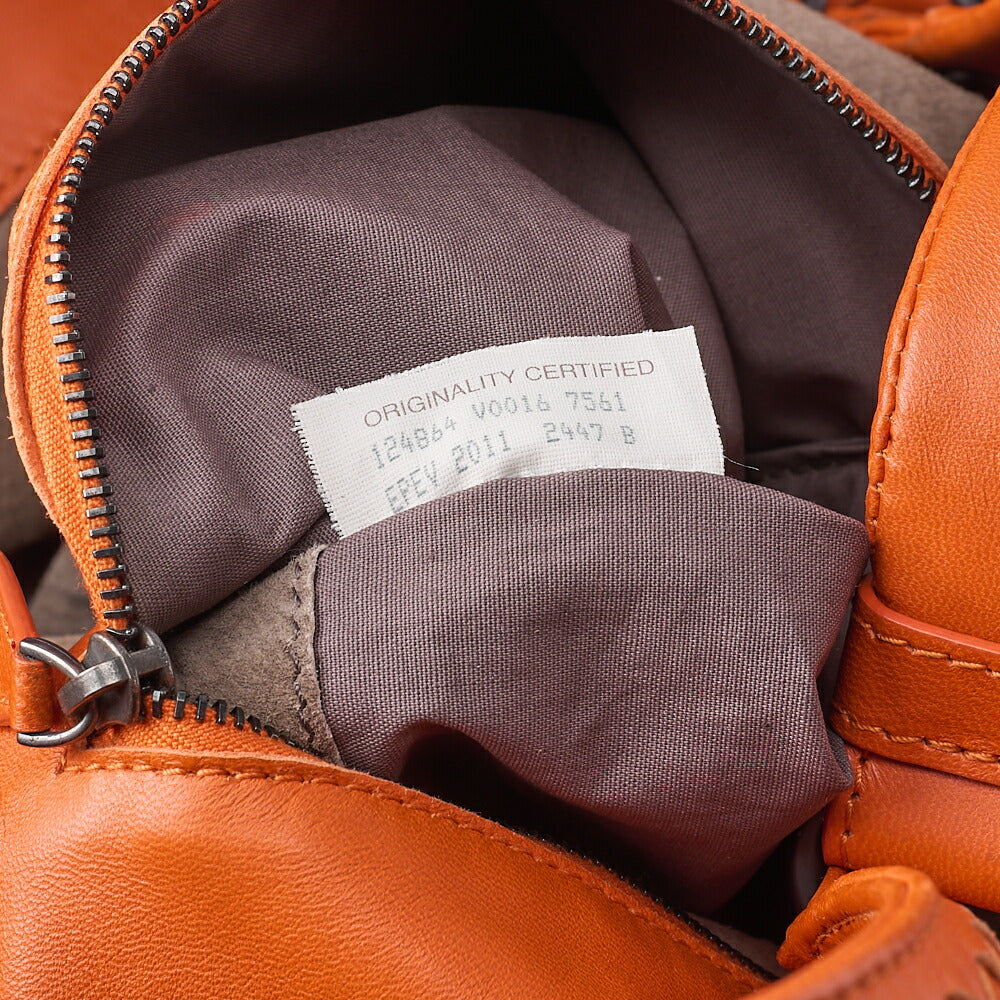 BOTTEGA VENETA Bottega Veneta Shoulder Bag Intrecciato Campana Lambskin Orange Black-Tone Hardware, Pre-Owned