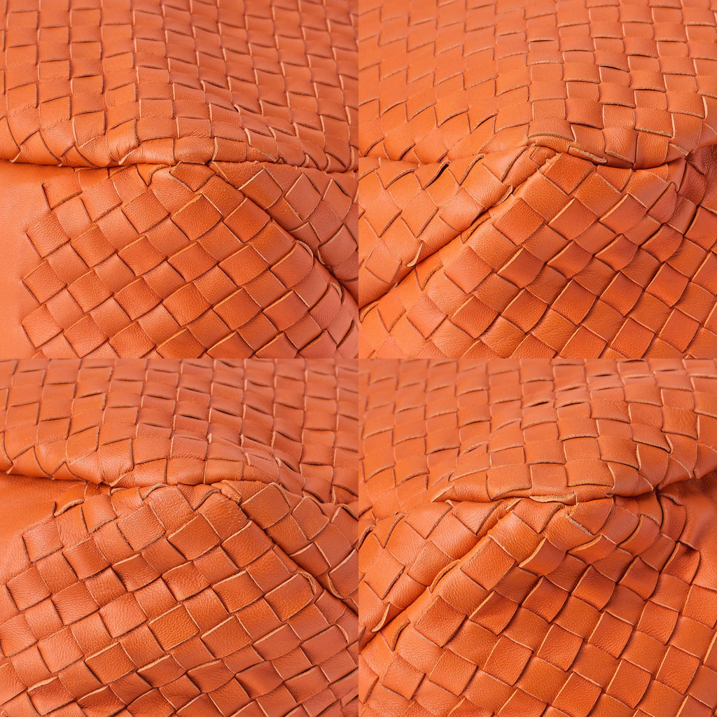 BOTTEGA VENETA Bottega Veneta Shoulder Bag Intrecciato Campana Lambskin Orange Black-Tone Hardware, Pre-Owned