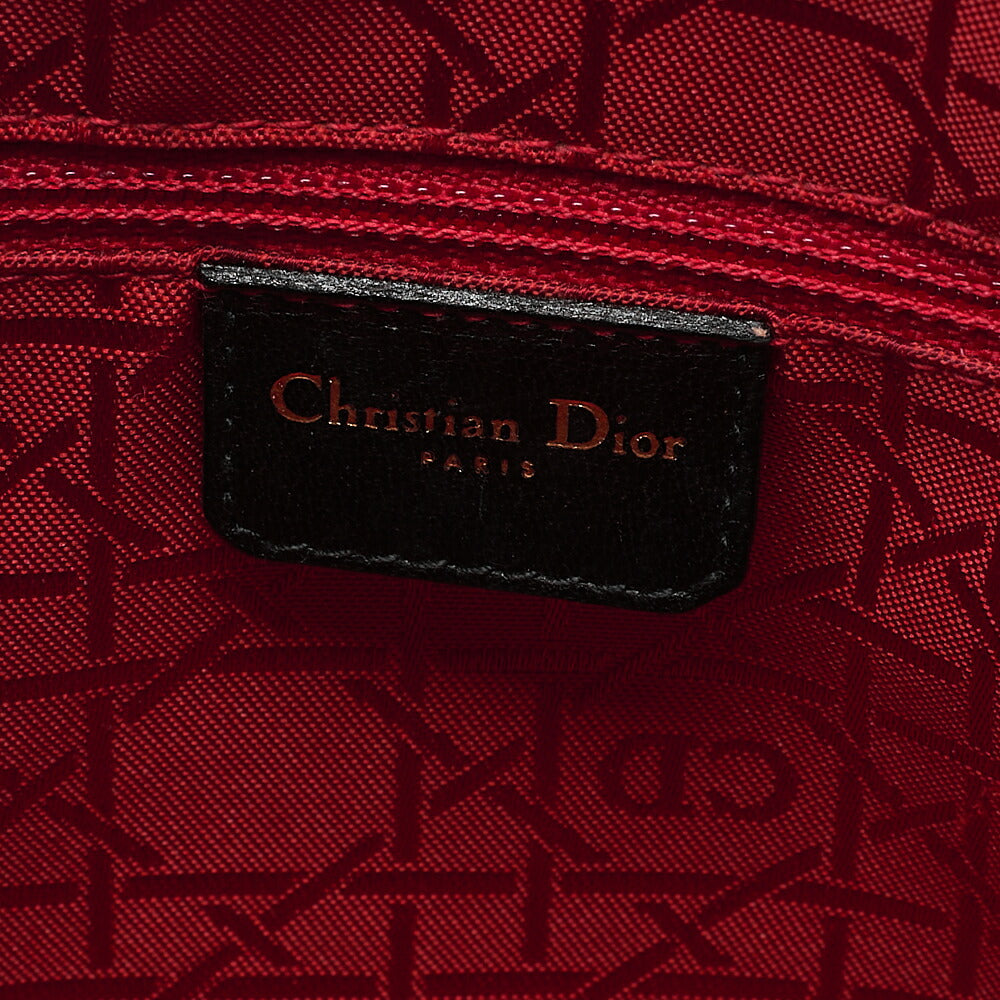 Dior Lady Dior Cannage Handbag Large Size 2way Shoulder Lambskin Gold-Tone Hardware, Pre-Owned