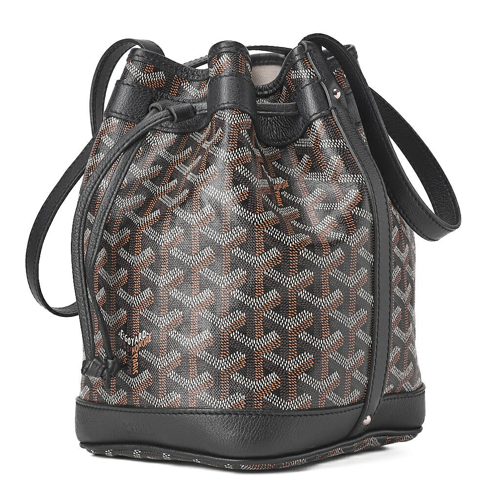 GOYARD Petit Flo Bucket Shoulder Coated Canvas Black Silver-Tone Hardware, Pre-Owned