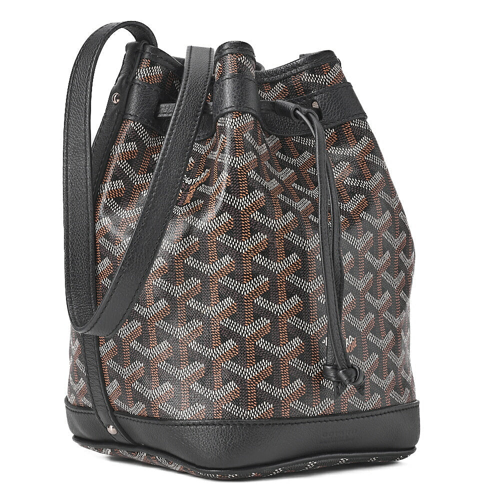 GOYARD Petit Flo Bucket Shoulder Coated Canvas Black Silver-Tone Hardware, Pre-Owned