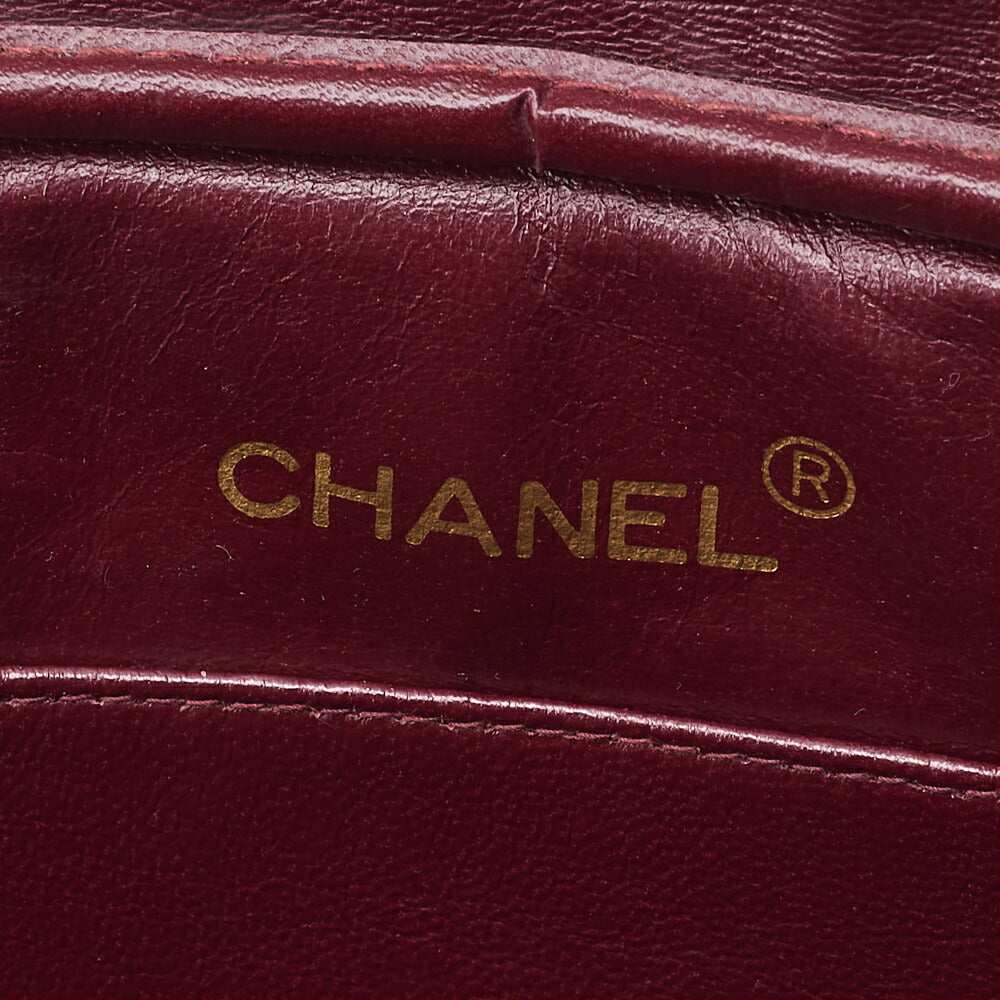 CHANEL Matelasse Double Chain Shoulder Bag Large Size Lambskin Black Gold-Tone Hardware, Pre-Owned