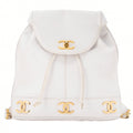 CHANEL Shoulder Bag Backpack Triple Coco Turnlock Caviar Skin White Gold-Tone Hardware, Pre-Owned