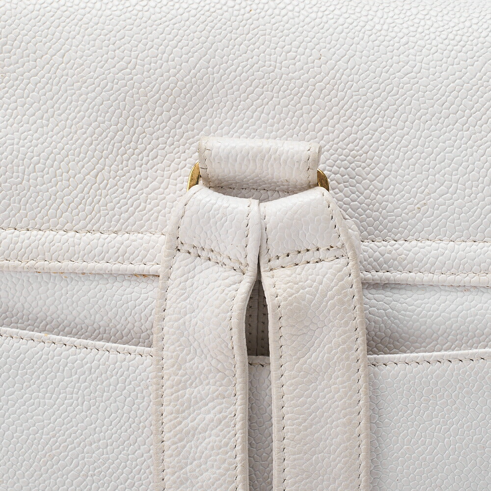 CHANEL Shoulder Bag Backpack Triple Coco Turnlock Caviar Skin White Gold-Tone Hardware, Pre-Owned