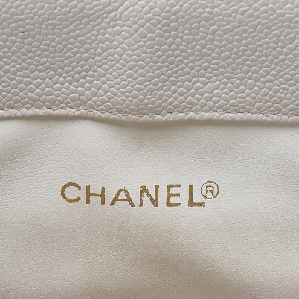 CHANEL Shoulder Bag Backpack Triple Coco Turnlock Caviar Skin White Gold-Tone Hardware, Pre-Owned