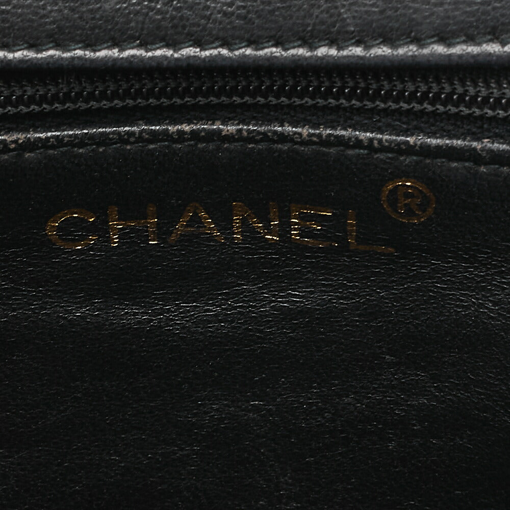 CHANEL Matelasse Coco Mark Fringe Chain Shoulder Lambskin Black Gold-Tone Hardware, Pre-Owned