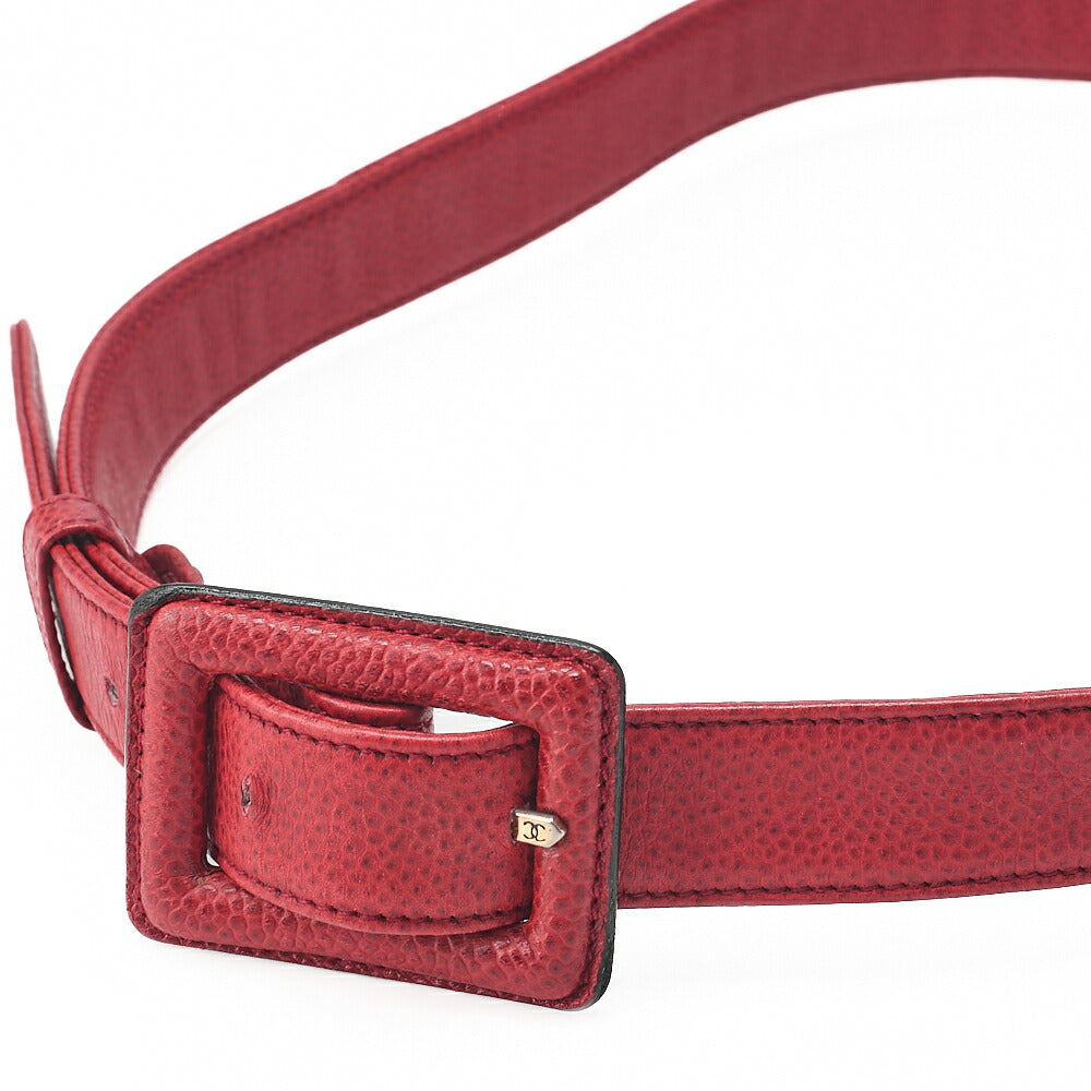 CHANEL Waist Bag Matelasse Turnlock Round Caviar Skin Red Gold-Tone Hardware, Pre-Owned