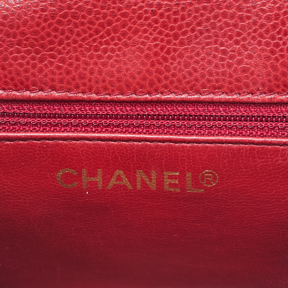 CHANEL Waist Bag Matelasse Turnlock Round Caviar Skin Red Gold-Tone Hardware, Pre-Owned