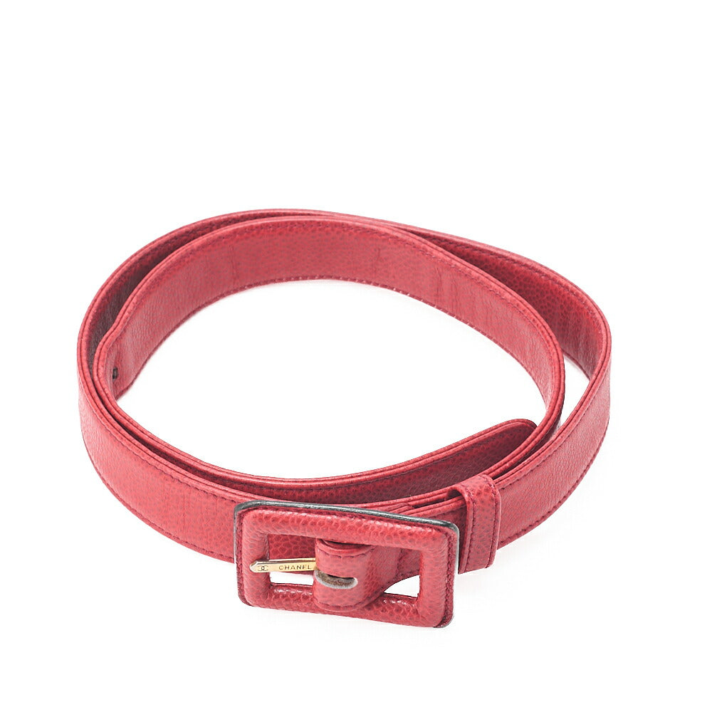 CHANEL Waist Bag Matelasse Turnlock Round Caviar Skin Red Gold-Tone Hardware, Pre-Owned
