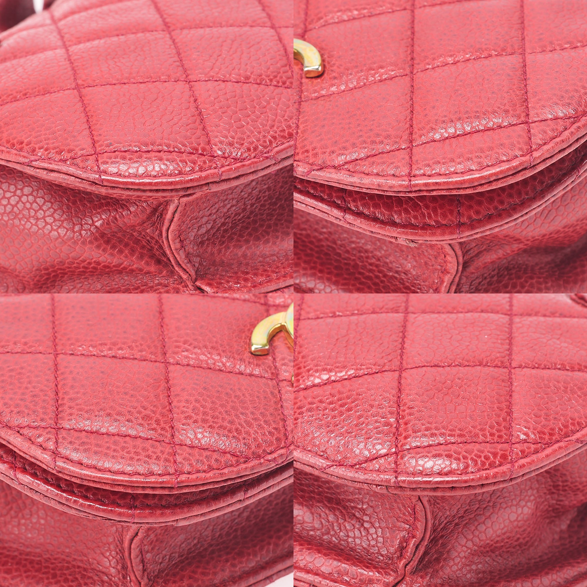 CHANEL Waist Bag Matelasse Turnlock Round Caviar Skin Red Gold-Tone Hardware, Pre-Owned
