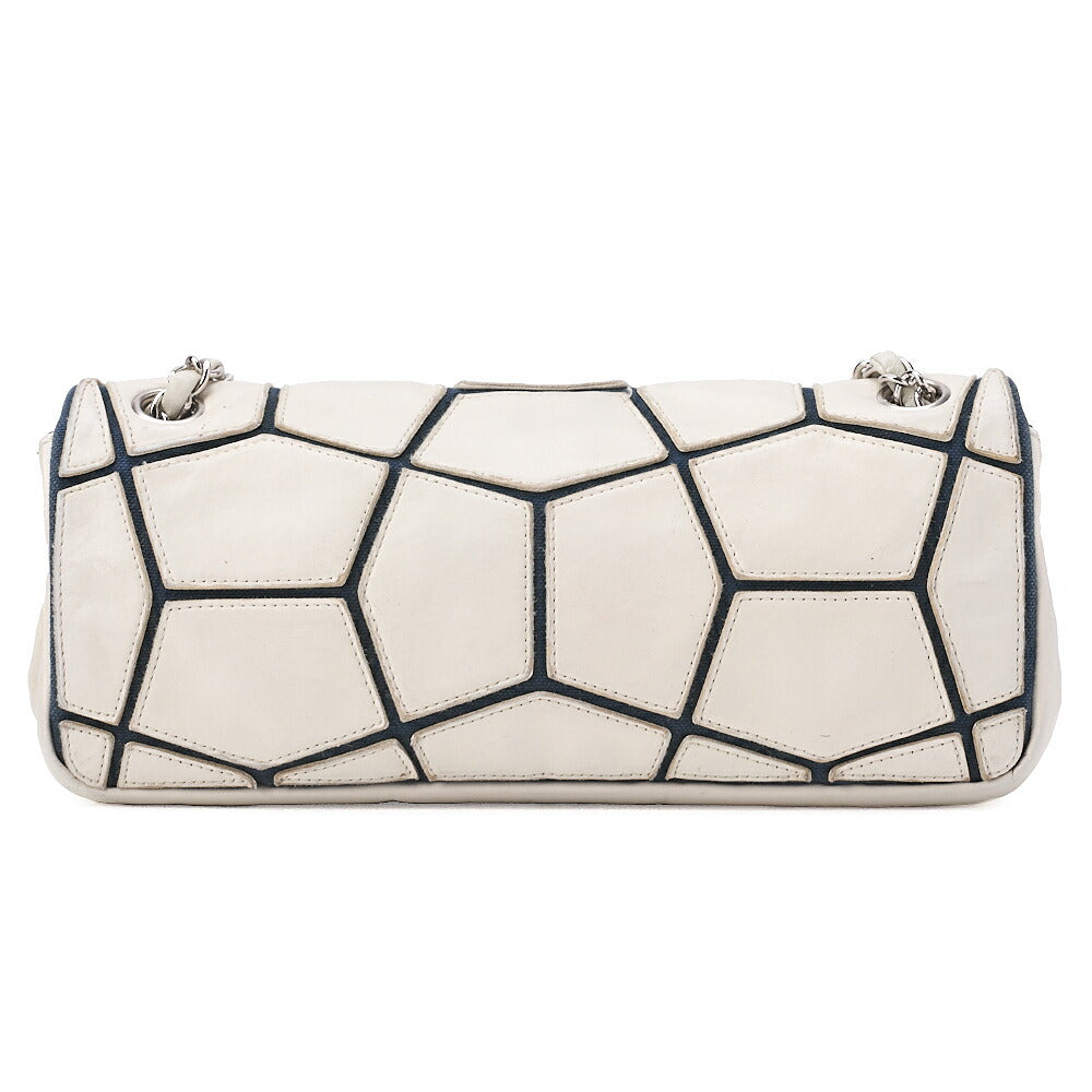 CHANEL Lambskin East Waist Single Turnlock Chain Shoulder White x Black Silver-Tone Hardware, Pre-Owned