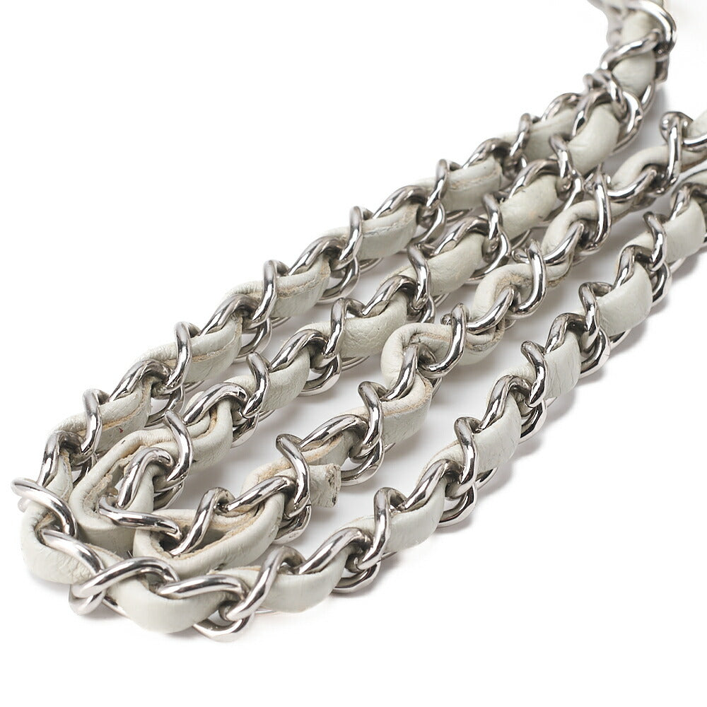 CHANEL Lambskin East Waist Single Turnlock Chain Shoulder White x Black Silver-Tone Hardware, Pre-Owned