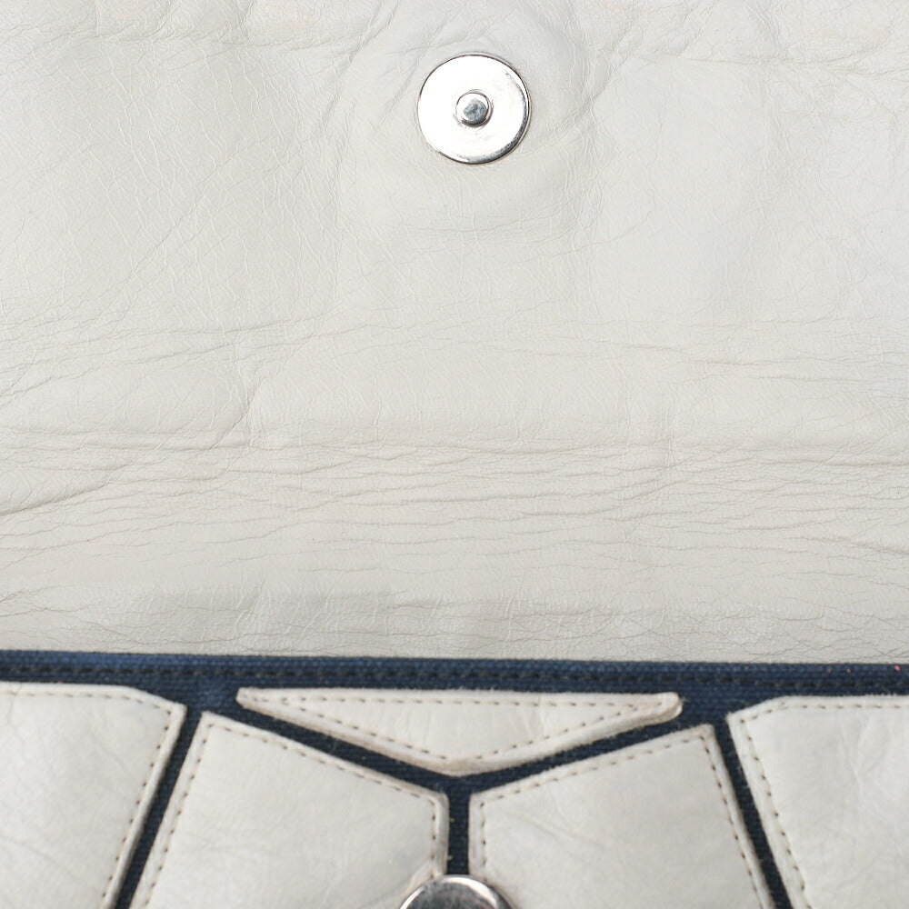 CHANEL Lambskin East Waist Single Turnlock Chain Shoulder White x Black Silver-Tone Hardware, Pre-Owned