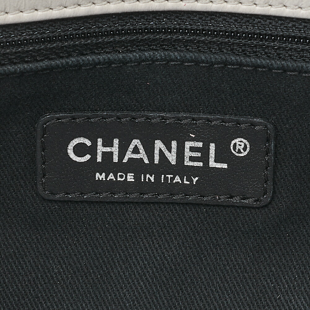 CHANEL Lambskin East Waist Single Turnlock Chain Shoulder White x Black Silver-Tone Hardware, Pre-Owned