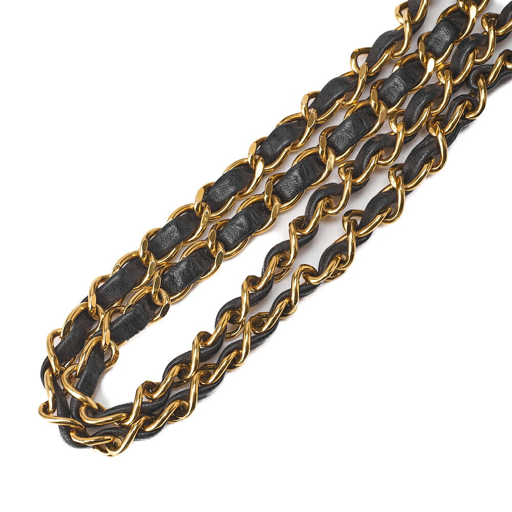 CHANEL Lambskin Matelasse 25cm Double Flap Chain Shoulder Black Gold-Tone Hardware, Pre-Owned
