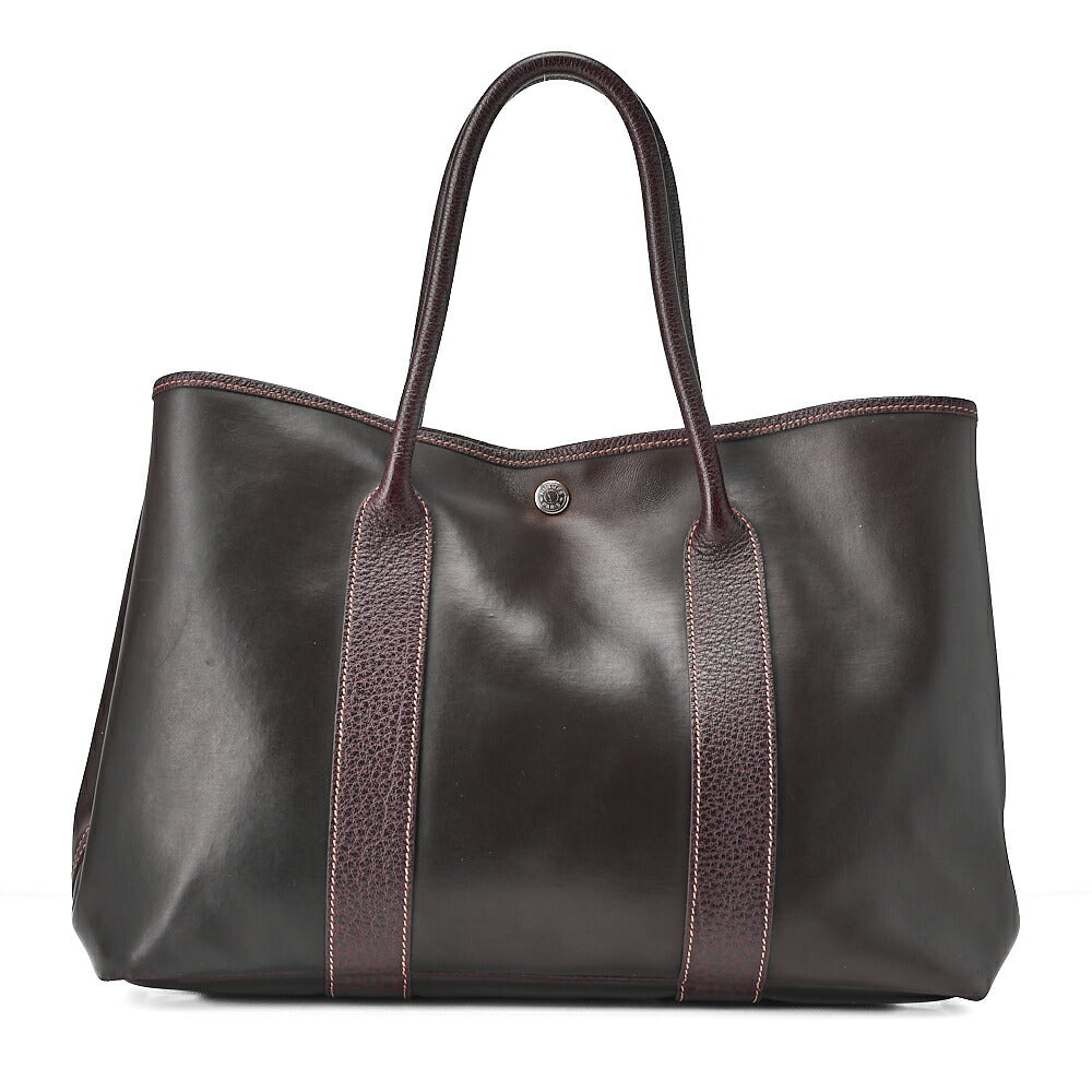 HERMES Garden Party PM Tote Bag Amazonia Brown Silver-Tone Hardware, Pre-Owned