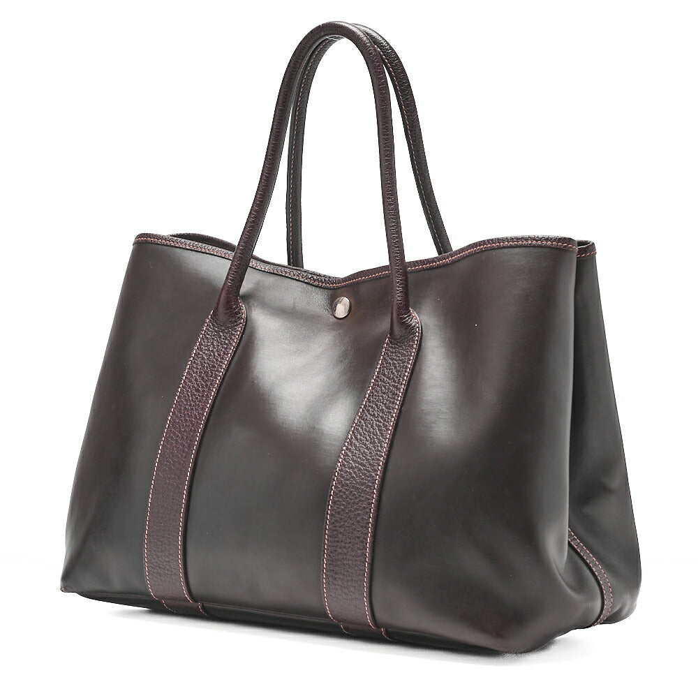 HERMES Garden Party PM Tote Bag Amazonia Brown Silver-Tone Hardware, Pre-Owned