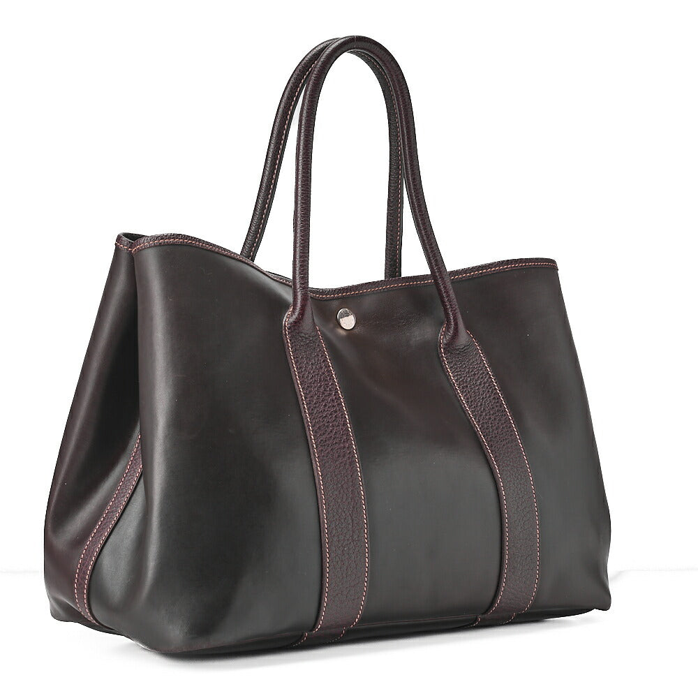 HERMES Garden Party PM Tote Bag Amazonia Brown Silver-Tone Hardware, Pre-Owned