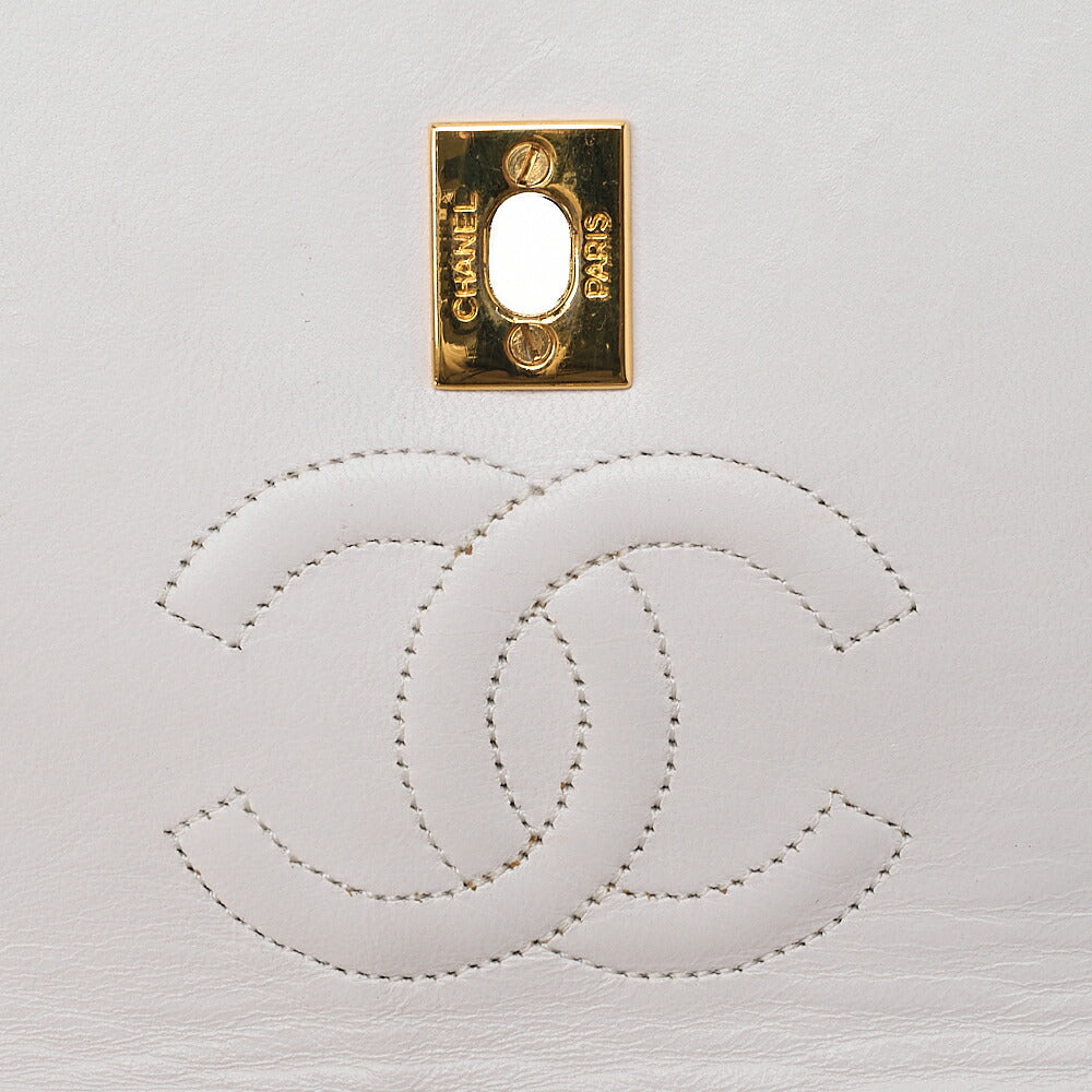 CHANEL Lambskin Matelasse Design Flap Single Chain Shoulder Black x White Gold-Tone Hardware, Pre-Owned