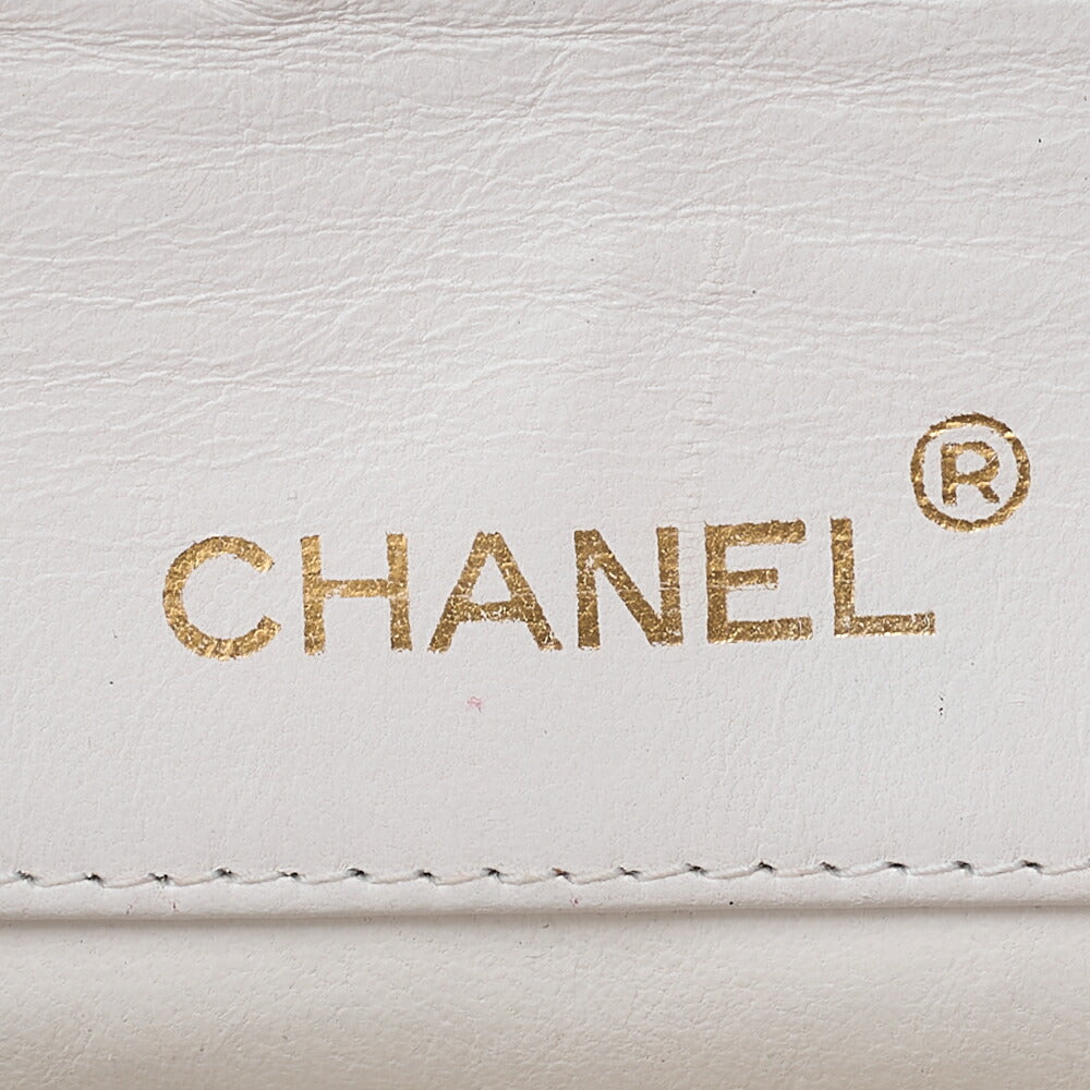 CHANEL Lambskin Matelasse Design Flap Single Chain Shoulder Black x White Gold-Tone Hardware, Pre-Owned